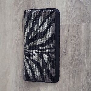 Neiman Marcus Vintage Beaded Zebra Pattern Clutch